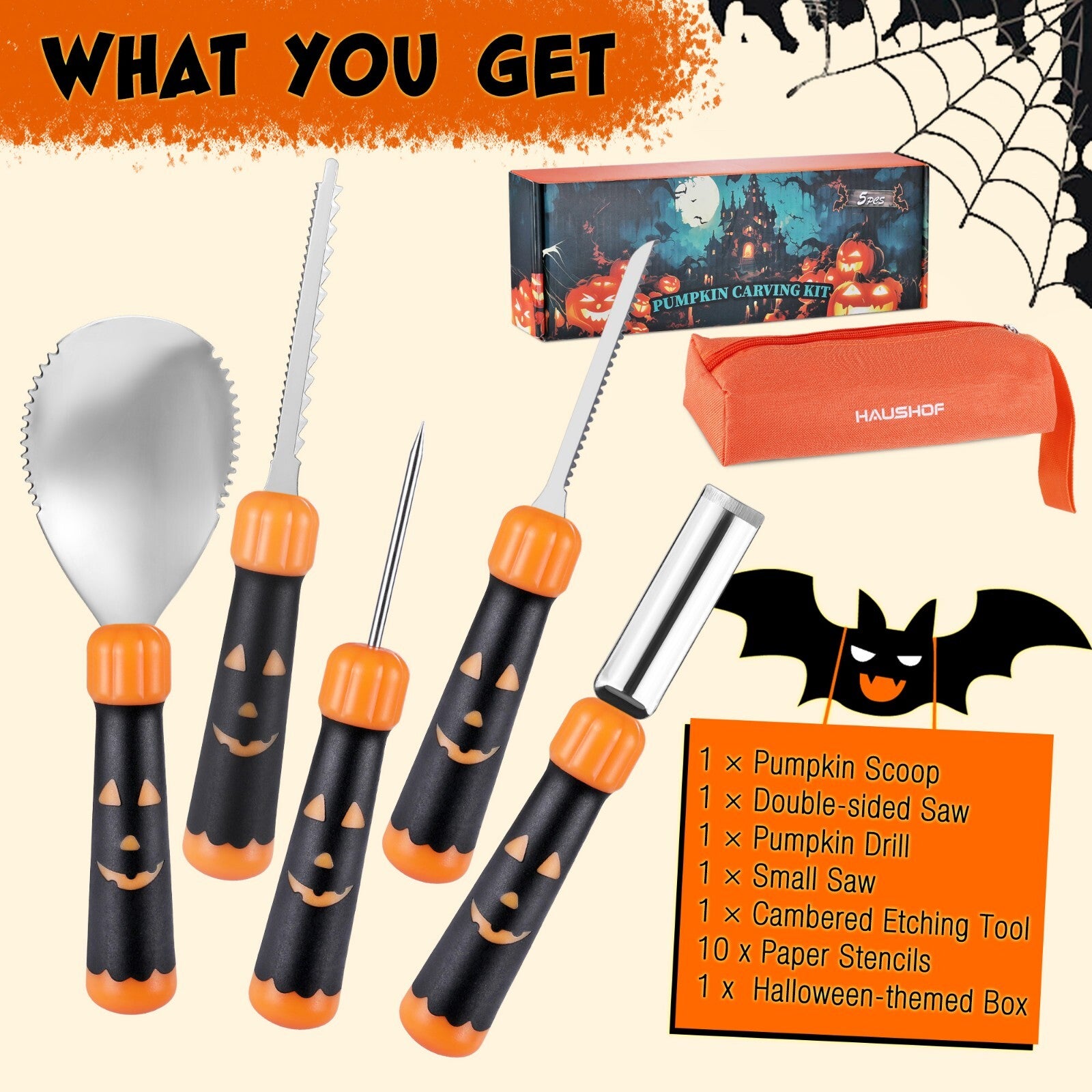5PCS Halloween Pumpkin Carving Kit