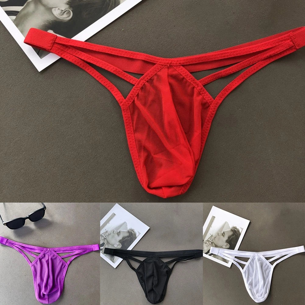 Men Mesh Thong Underwear G String See Through Bulge Pouch Casual Style