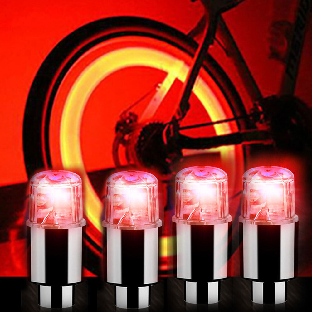 4x Car Auto Wheel Tire Tyre Air Valve Stem LED Light Caps Cover Red