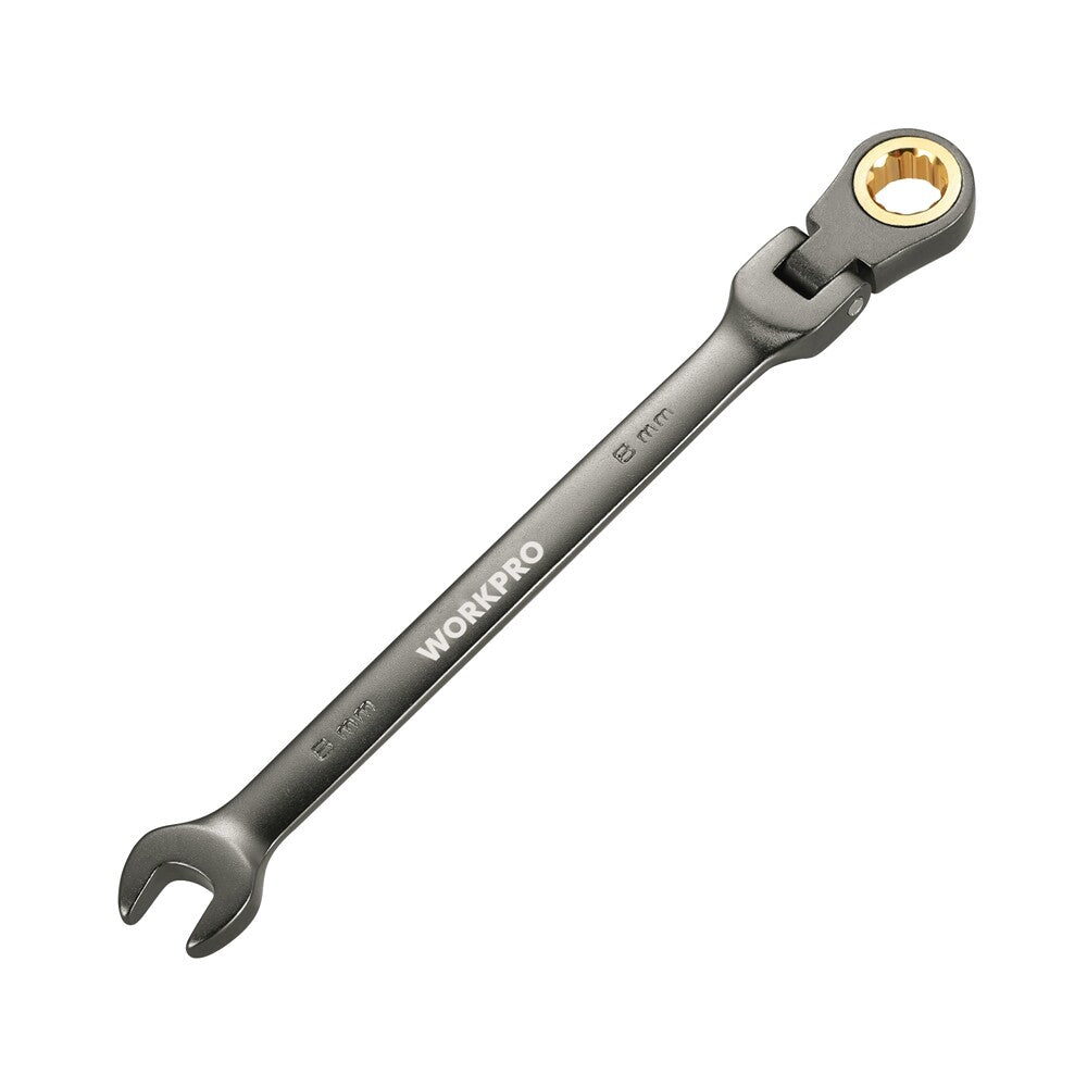 Workpro 8MM Flex-Head Ratcheting Combination Wrench Metric 72-Teeth 12