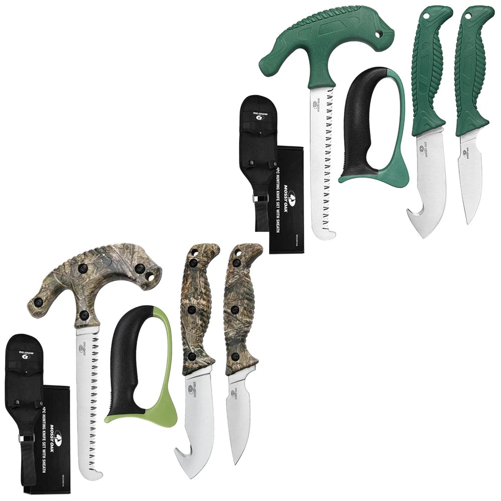MOSSY OAK Hunting Knife Set W/Sheath Perfect Gift 4PC Hunting Field Dressing Kit
