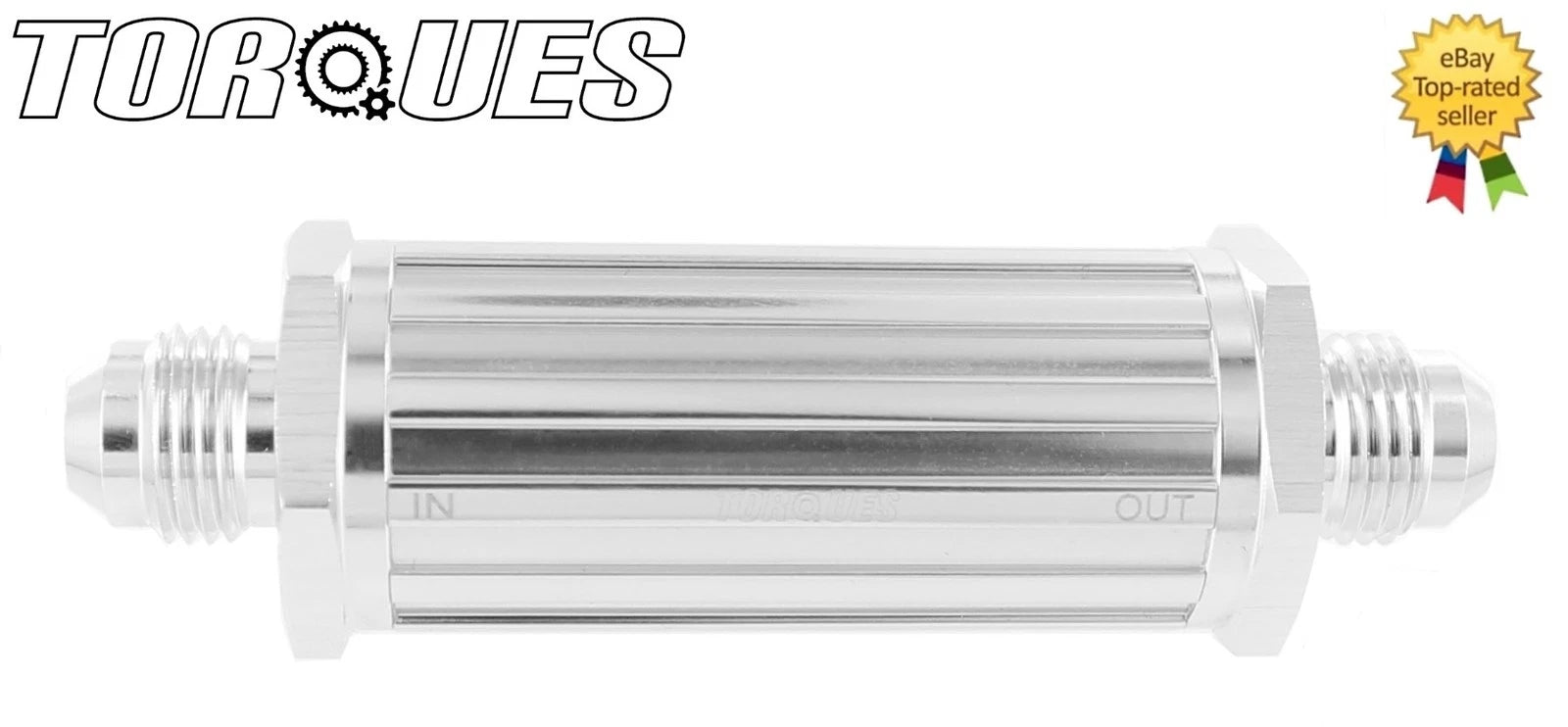 AN -6 (-06AN JIC AN06) Silver Anodised Billet Slim Line Fuel Filter 30 Micron