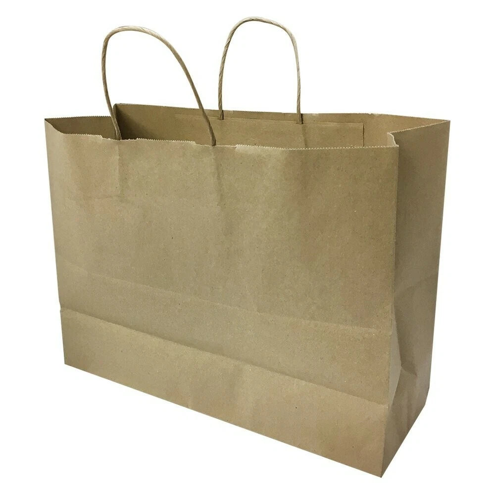 16 Inch Vogue Shopping Brown Kraft Gift Bags With Rope Handle For