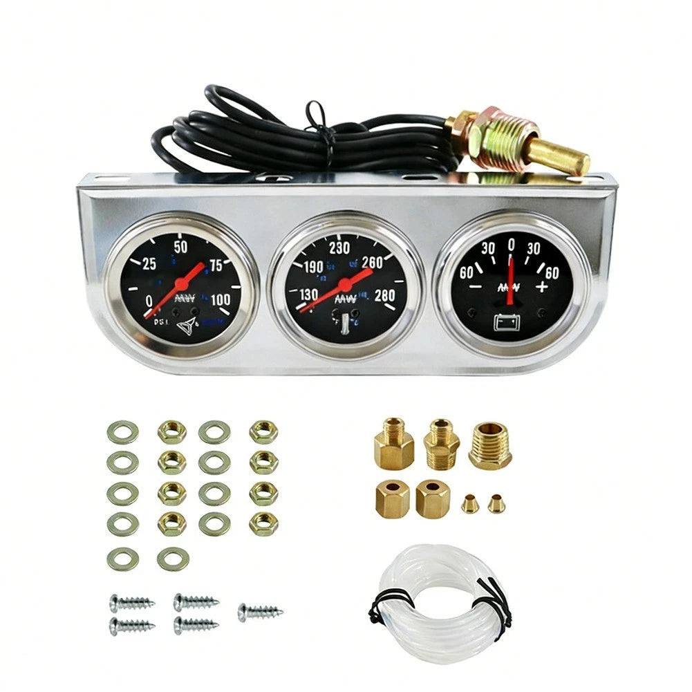 Hydraulic Pressure 52mm Triple Gauge Oil Pressure 0-100PSI / 0-7kg/cm2