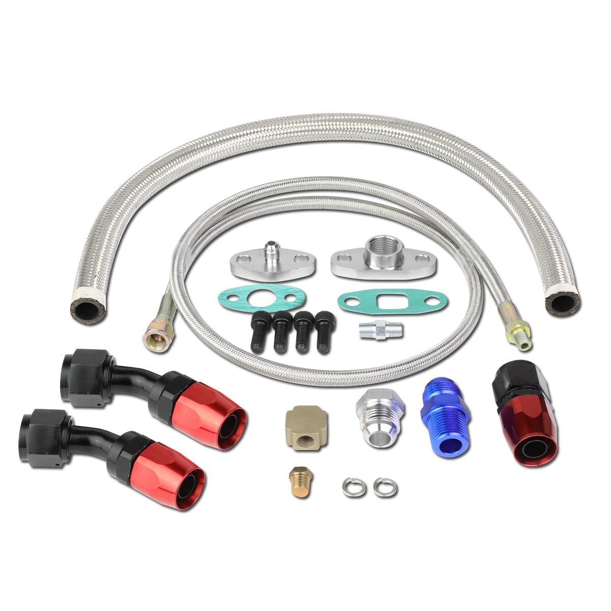 Turbocharger 40" 1/8 Oil Feed & Stainless Braided 21" 10AN Return
