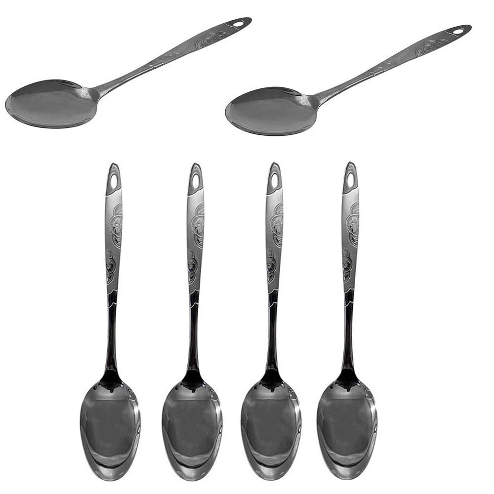 6 Pack 12.5" Korean Soup Spoon Long Handle Rice Spoon For