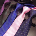7cm Wide Polyester Tie Pink Color With Polka Dot Jacquard For