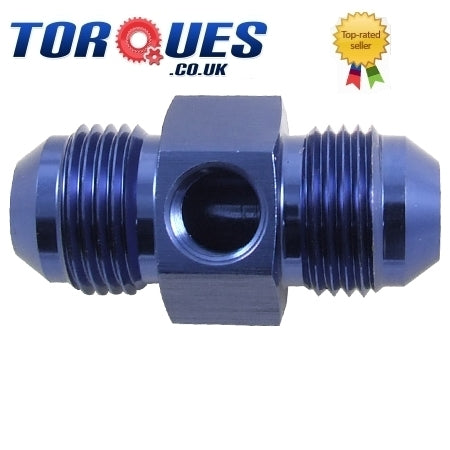 AN -6 (AN6) Male - Male Union+ 1/8" NPT Side Port Blue