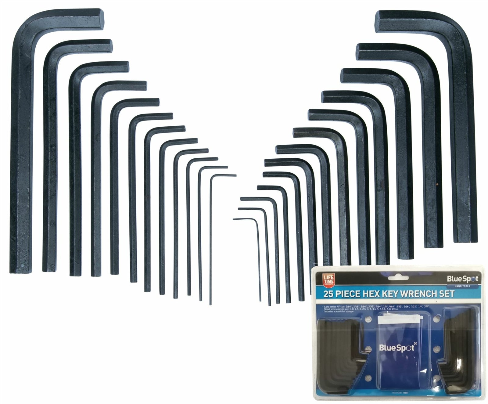 BlueSpot Metric & Imperial Hex Allen Key Set Kit Allan Alan Alen 25pc With Pouch