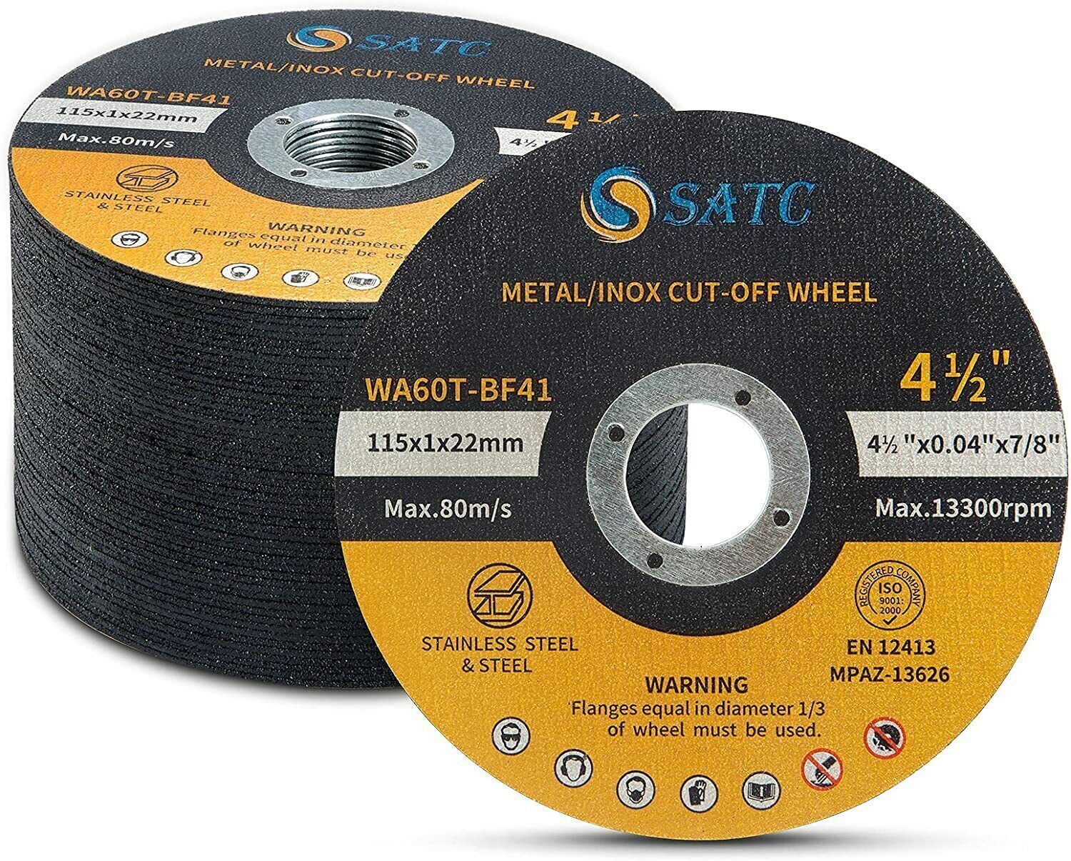 4-1/2"X0.04"X7/8"or 4-1/2" x1/16" x7/8" Cut off Wheels Stainless Steel