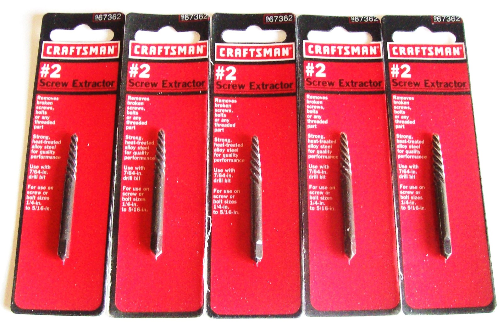 5 CRAFTSMAN #2 SCREW EXTRACTORS 967362 EASY OUT SPIRAL BIT REMOVE BROKEN BOLTSOp