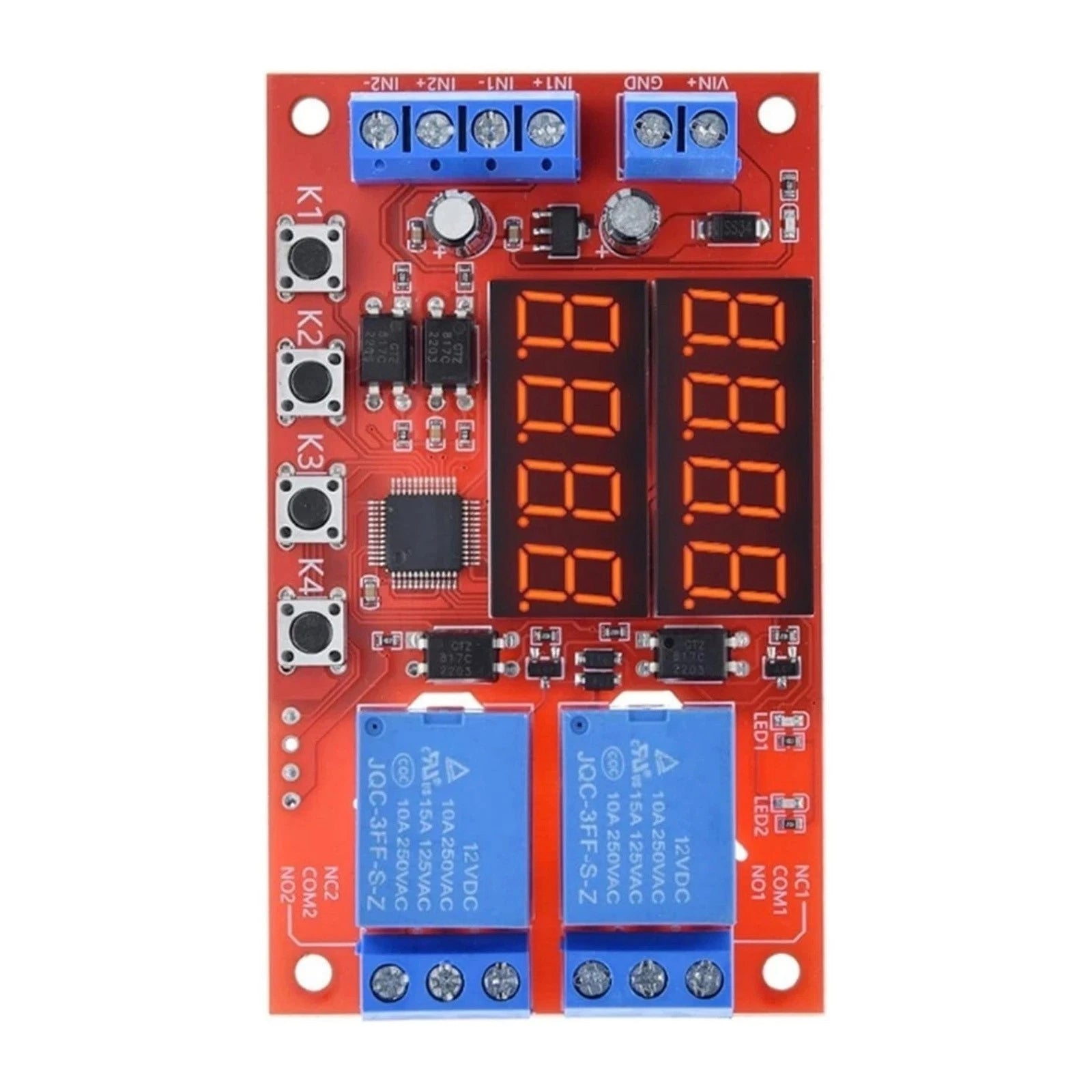 12V 10a Timer Control Module Dual Relay 32 Programmable Delay Modes