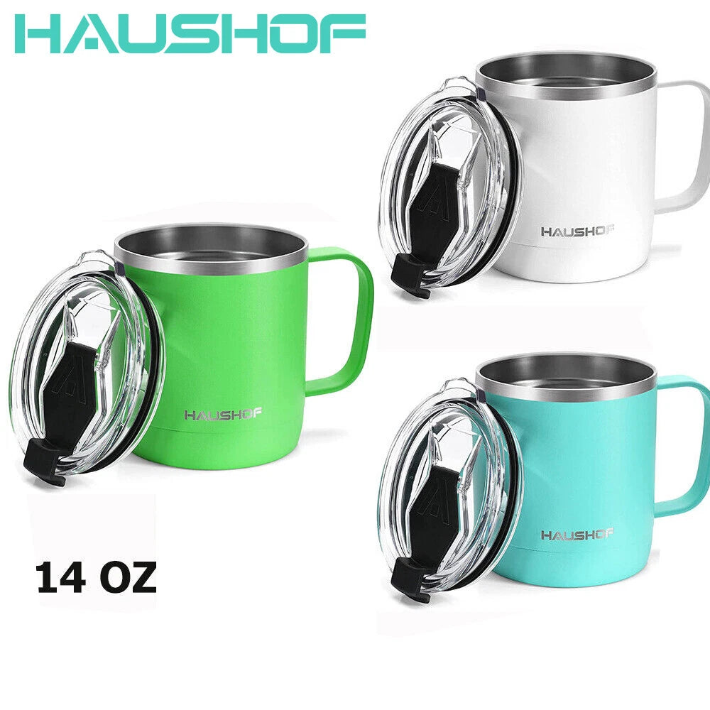 Haushof 14oz Coffee Mug Insulated Coffee Mug Travel Camping Cup