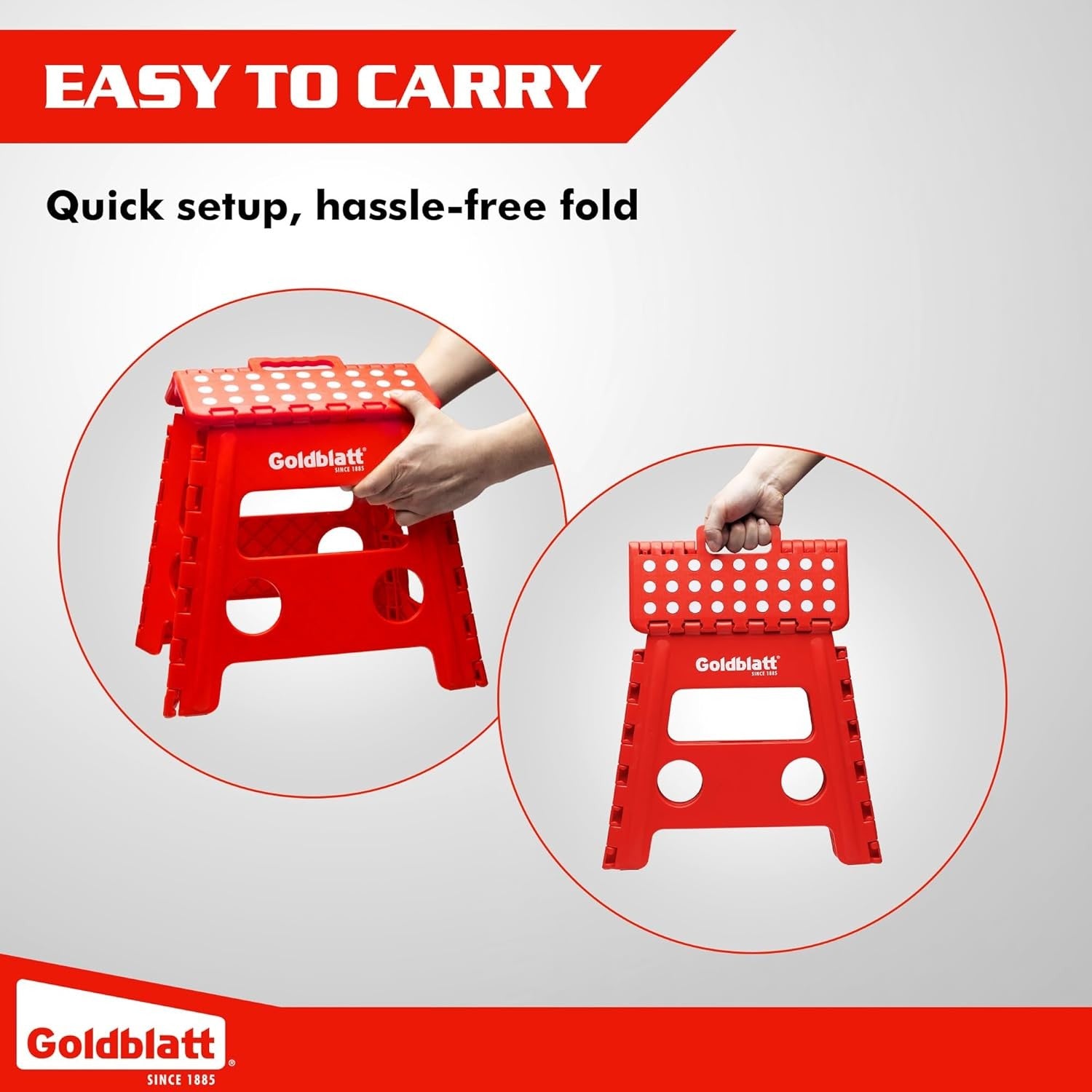Goldblatt 12.5" Folding Step Stool 2PC Heavy-Duty Plastic Portable