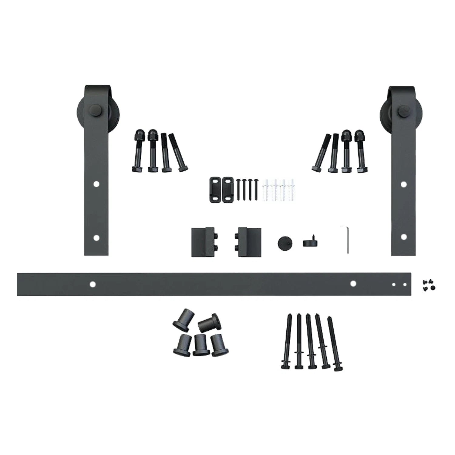 Rustic Black 6-1/2 Ft Steel Ball Bearing Sliding Barn Door Kit