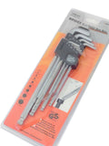 Toolux 9pc Cr-V Ball Point Hex Allen Key Wrench Set Ex-Long Arm (1.5 -10mm)
