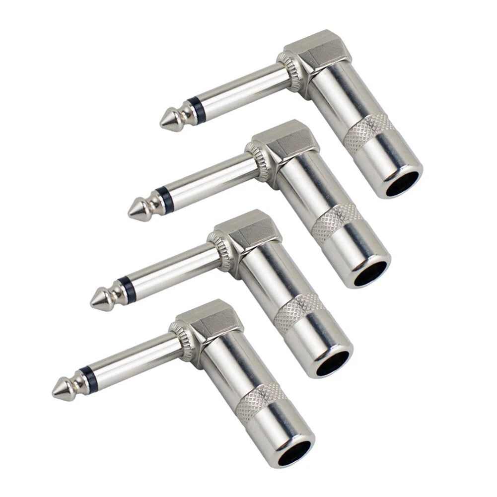 Heavy Duty 6 35mm Right Angle Male Connector For Guitar Cable (4 Pack)