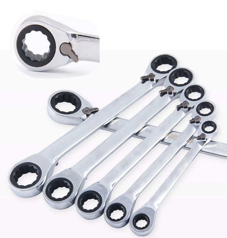 Reversible Ratcheting Switch Wrench Double Ring Metric Wrench