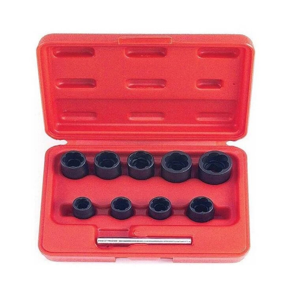 Force 910u2 3/8" Dr. Impact Twist Socket Bolt Nut Extractor Set: