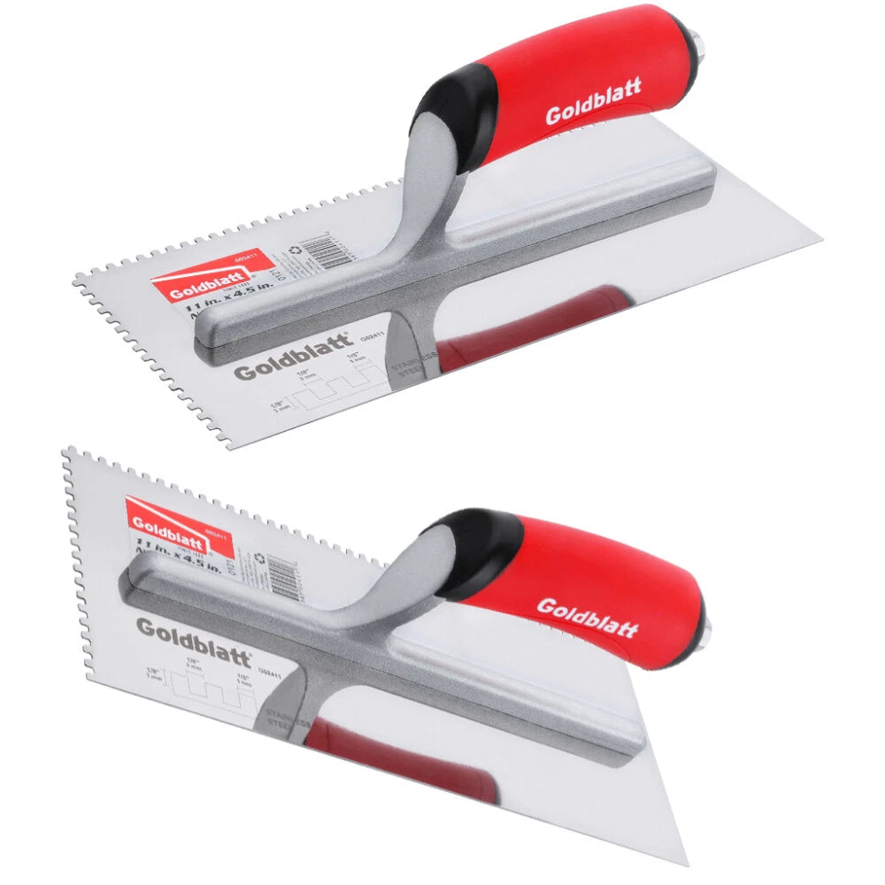 NEW Notch Trowel Set 1/8"X1/8" Square &amp; 1/4"X1/4" Square Stainless Steel 2-Piece