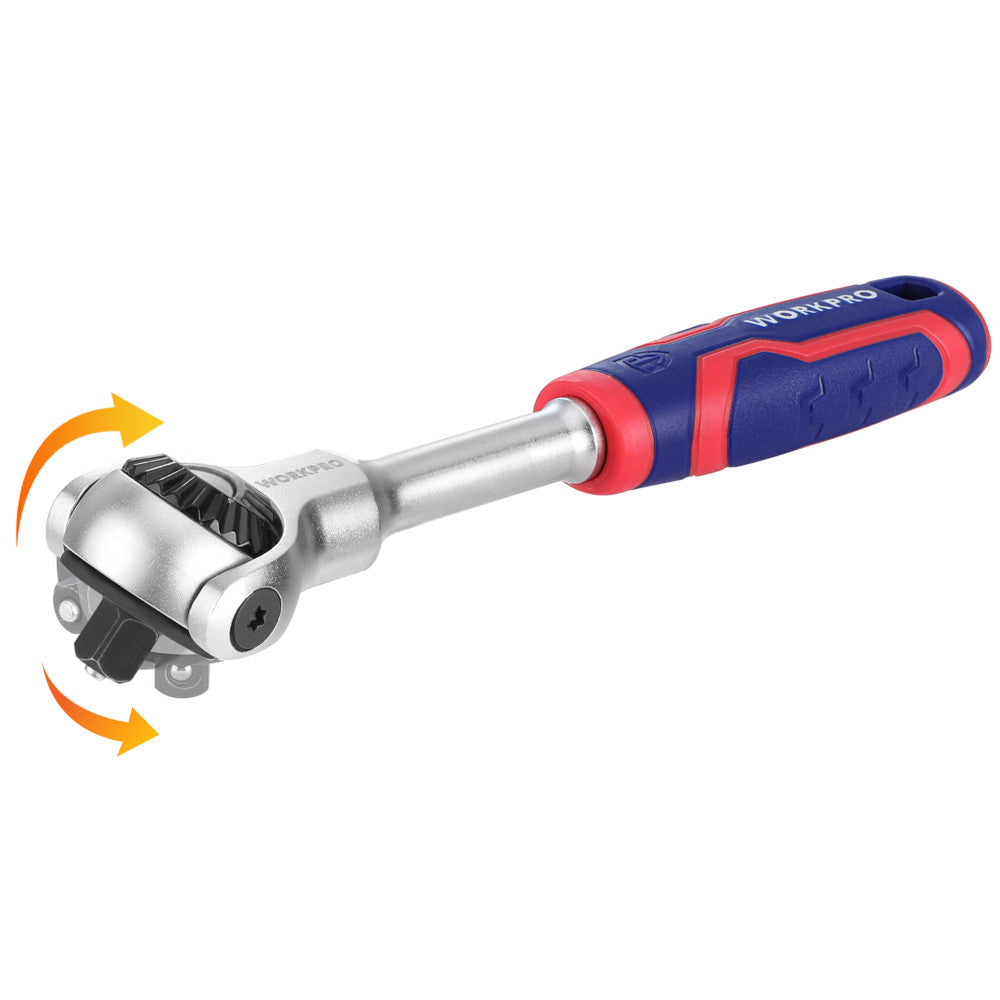 WORKPRO 1/4" Drive Ratchet 72-Tooth Swivel Head Quick-Release