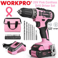 WORKPRO 20V Cordless Drill Driver Set 3/8" Keyless Chuck w/Battery Charger &amp; Bag