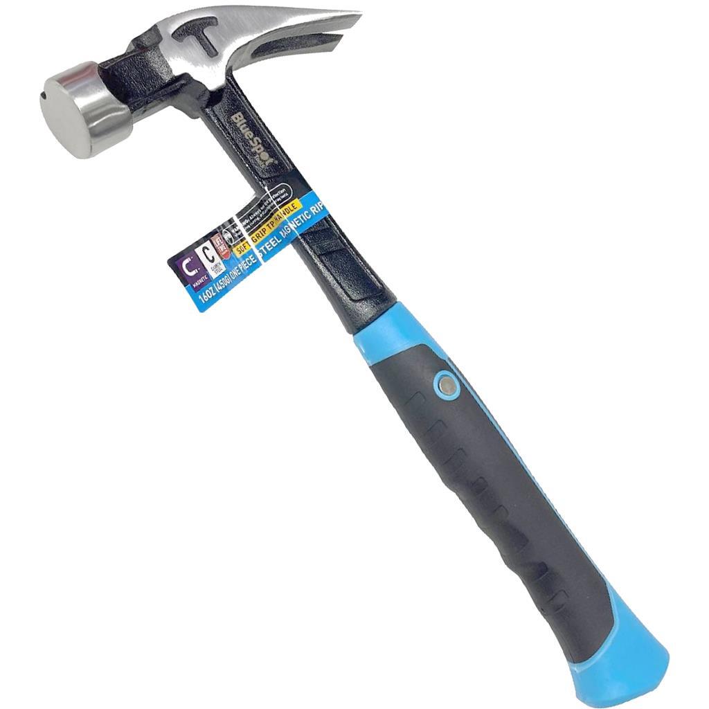 BlueSpot 16oz Claw Hammer - Soft Grip Fully Forged Steel Head by BlueSpot