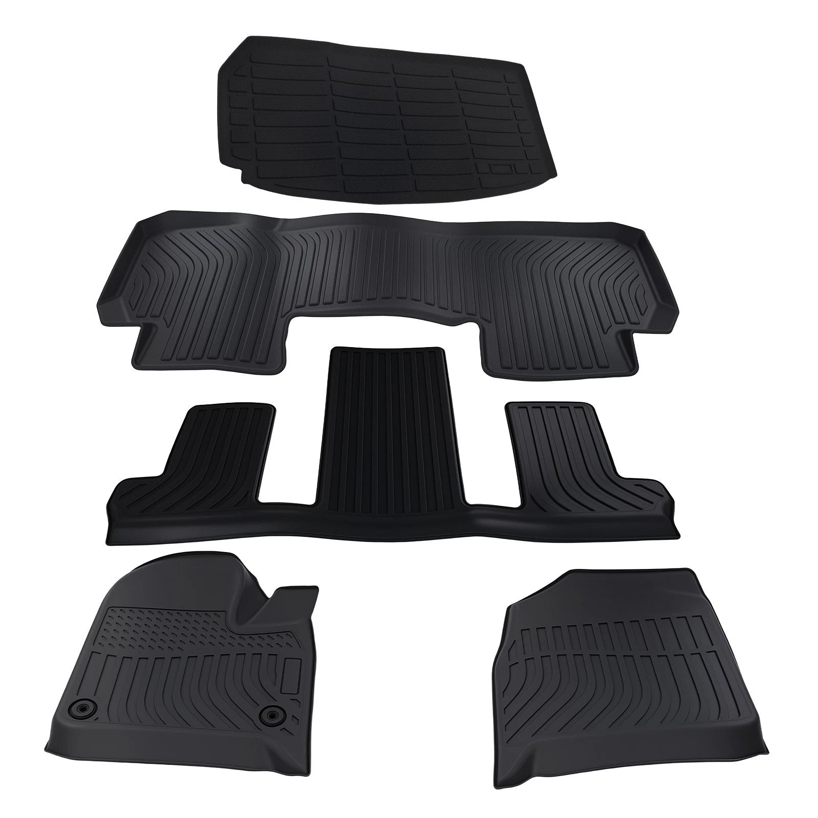 Black TPE Floor Mats for Chevrolet Traverse 7 Seats 2018-2023 3 Row Car Mat
