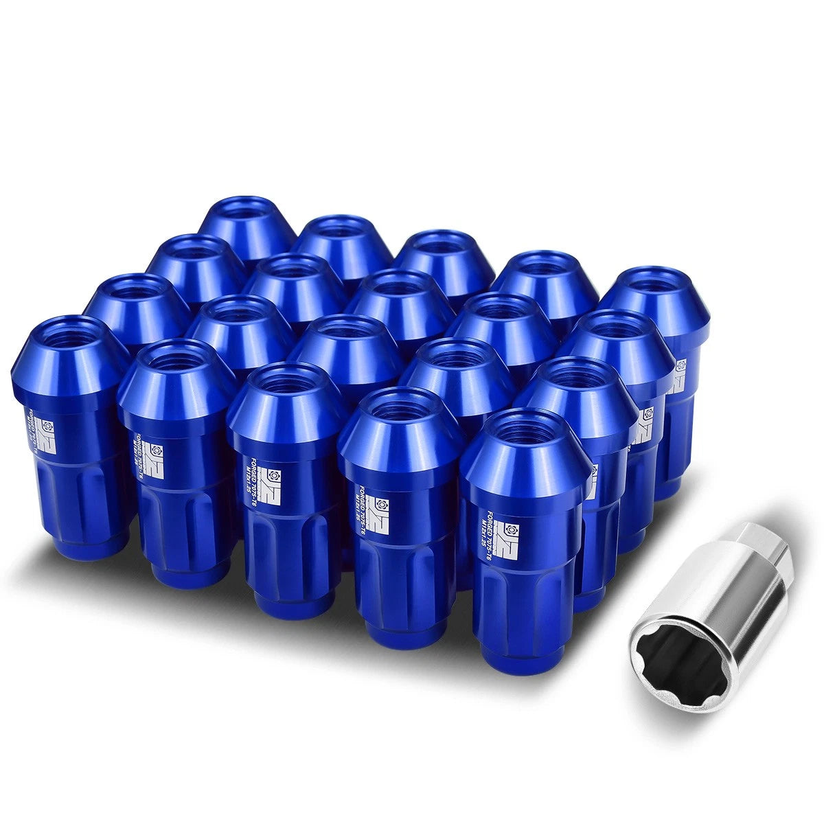 J2 Aluminum Blue M12 X1.25 24mm Od/ 50mm Height Closed End Lug Nuts