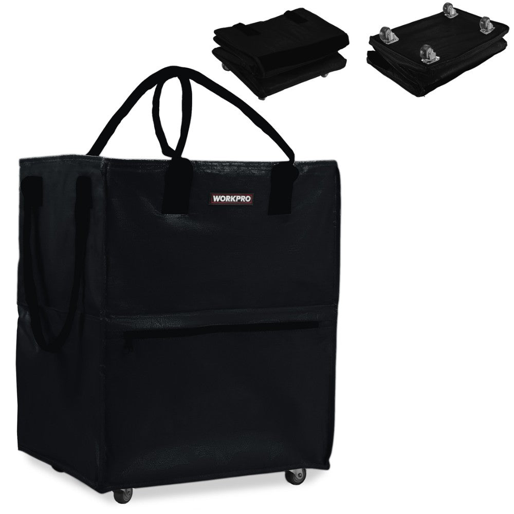 36-Gallon Large Rolling Grocery Bag Wide Zipper Tote 110 lbs Capacity