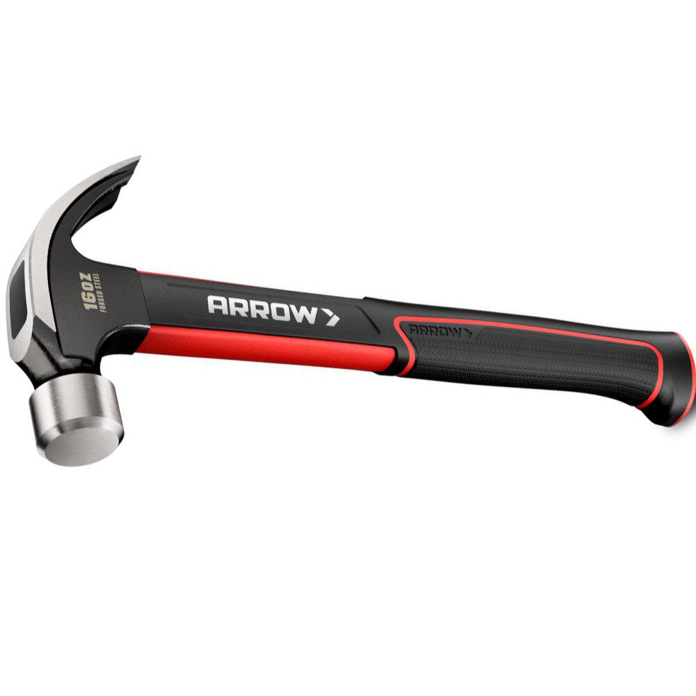 ARROW 16oz Curved Claw Hammer Smooth Face & Forged Steel Head