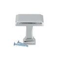 Transitional Square Steps Brushed Nickel Cabinet Hardware Knob, 1-1/4