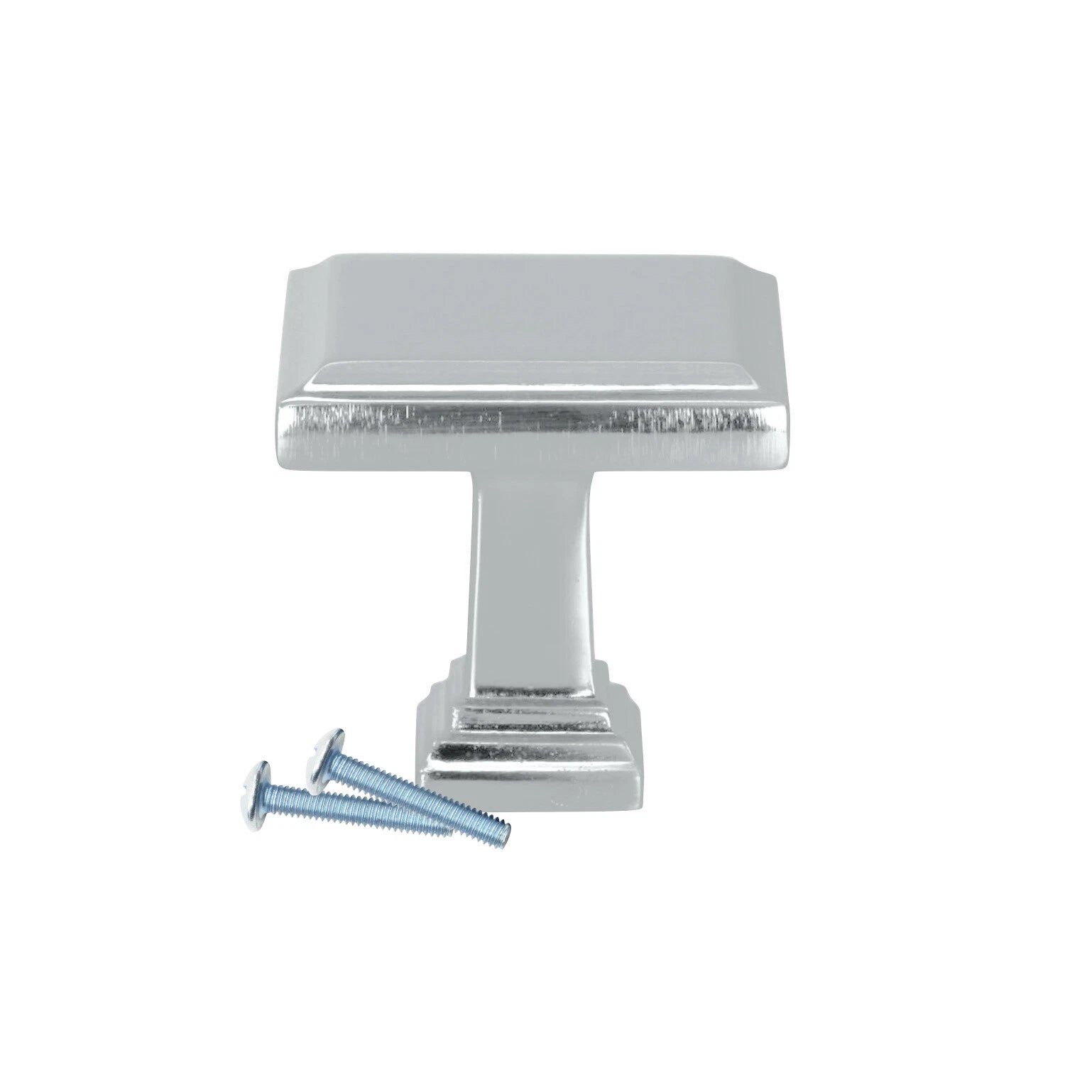 Transitional Square Steps Brushed Nickel Cabinet Hardware Knob, 1-1/4