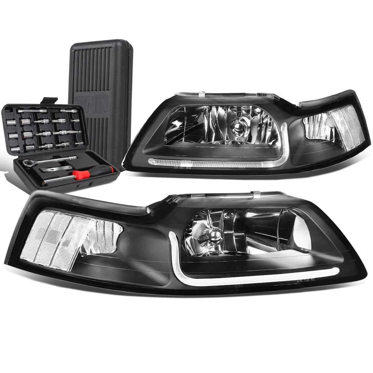 For 1999-2004 Ford Mustang Led Drl Tube Black/clear | Built Supply Co