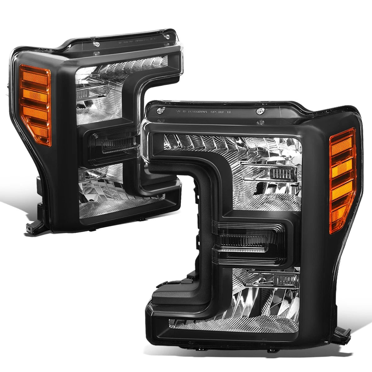 Fit 17-19 F250 F350 Super Duty Black Housing Amber | Built Supply Co