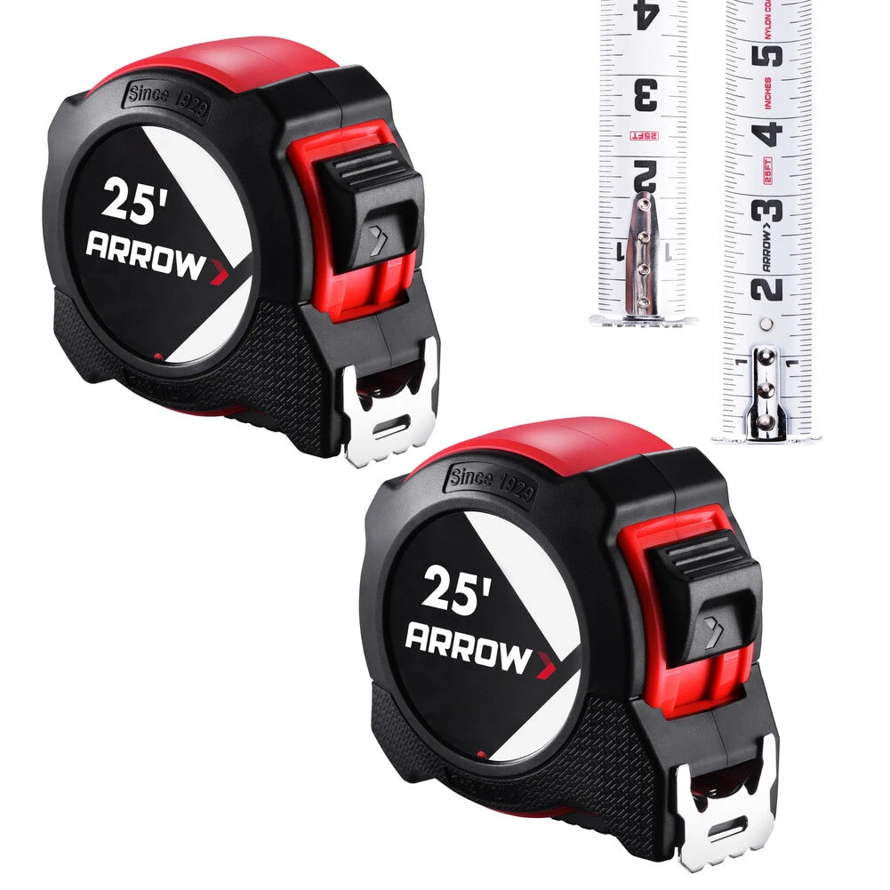 Arrow 2-Pack 25FT Tape Measure Double Sided Measurement Tape Dual Locking System