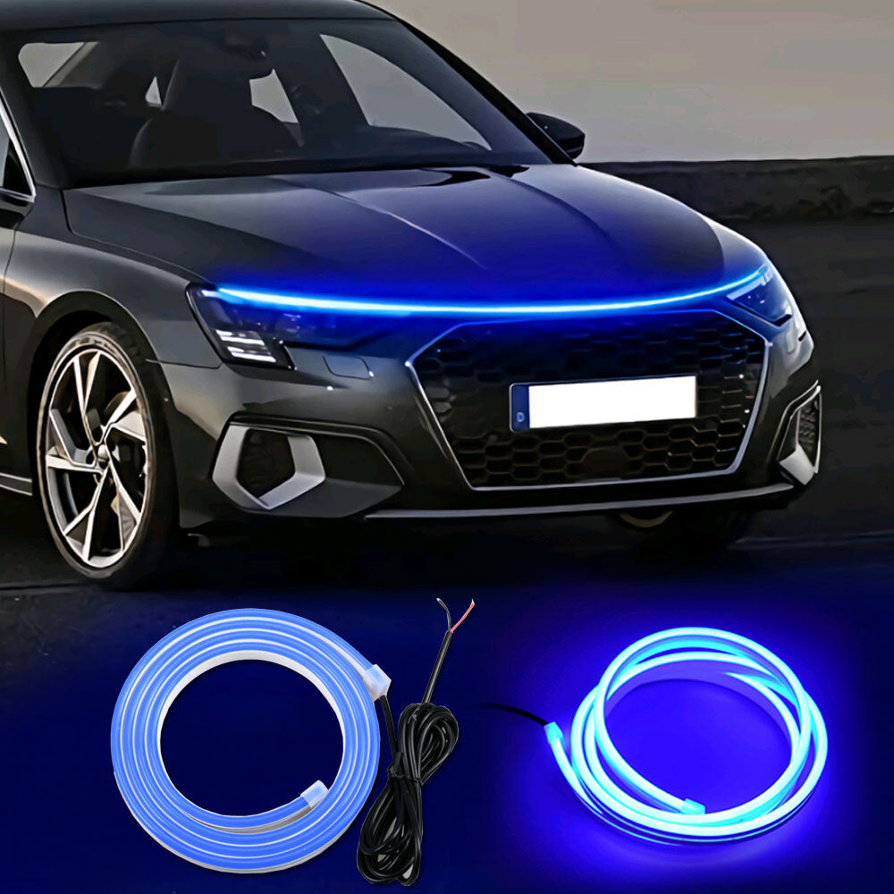 120cm Flexible Light Car Hood Day Running Blue LED Light Strip Decor