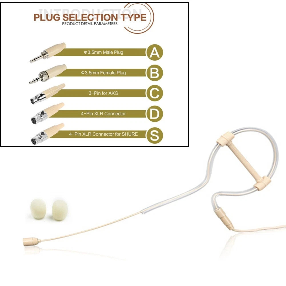 Beige Headset Microphone With For 2 Microphone Covers For Extra For