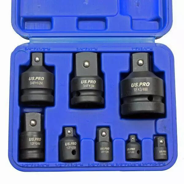 US Pro Tools 8pc Impact Adaptor Set, Reducer for Sockets, Wrench 3477