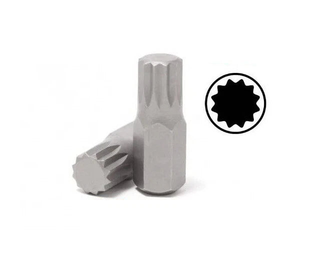 2pc-pack S2 Steel 12PT Spline Bit 10mm Shank 30mmL/75mmL Individual