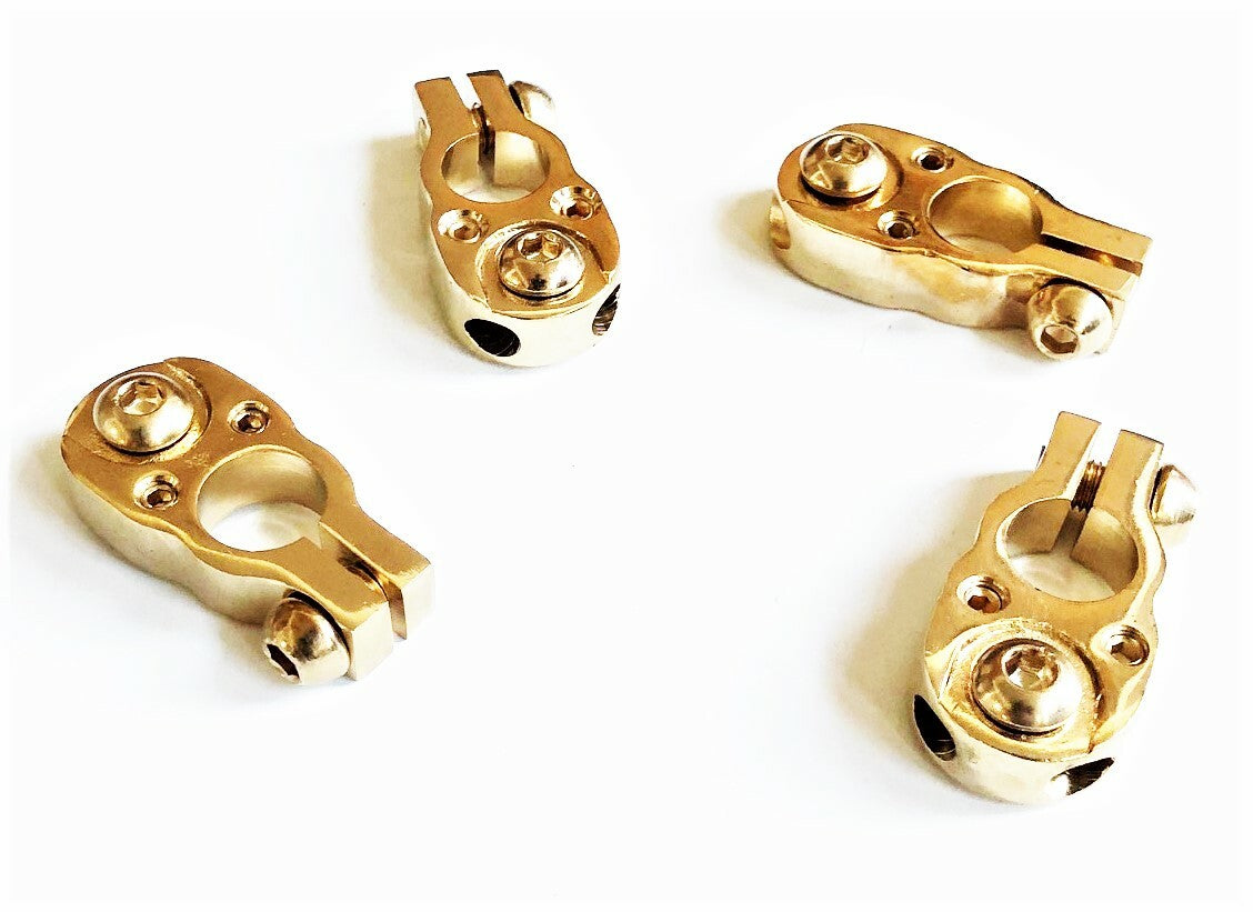 4 DEKA SOLID BRASS GOLD PLATED 2 OUTPUT 8 AWG GAUGE TOP