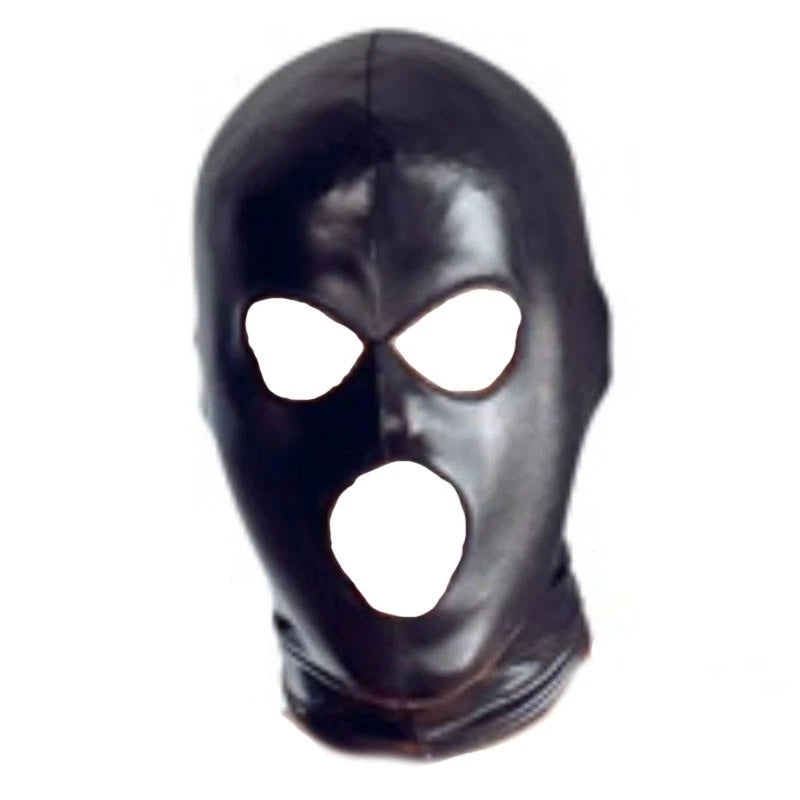 3holes Head Mask Hood Head Mask Halloween Carnival Leather Latex