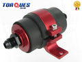 AN -8 (AN8 JIC-8) Red Anodised High Flow Billet Fuel Filter 30 Micron And Cradle