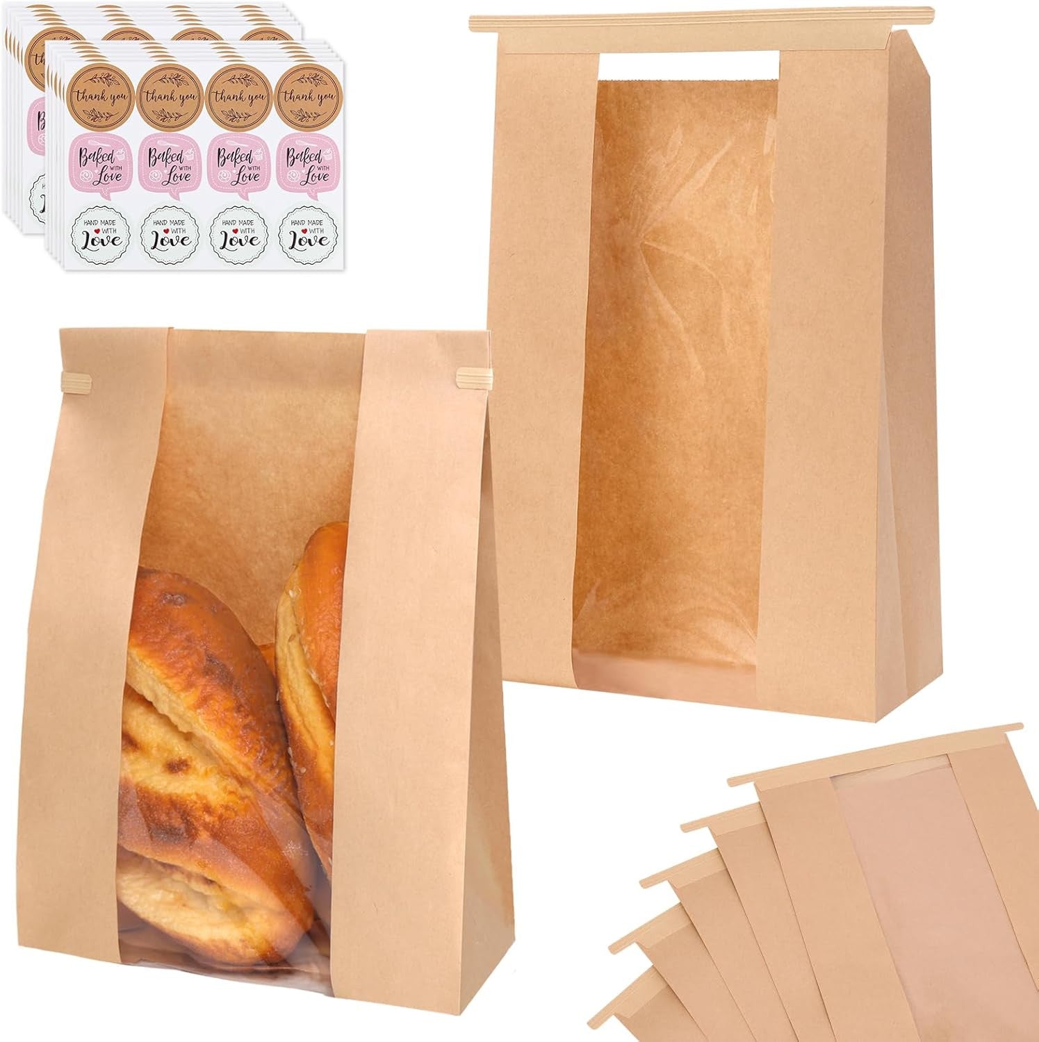 120 Pack Large Paper Bread Bags for Homemade Bread, 13.7x8.3x3.5