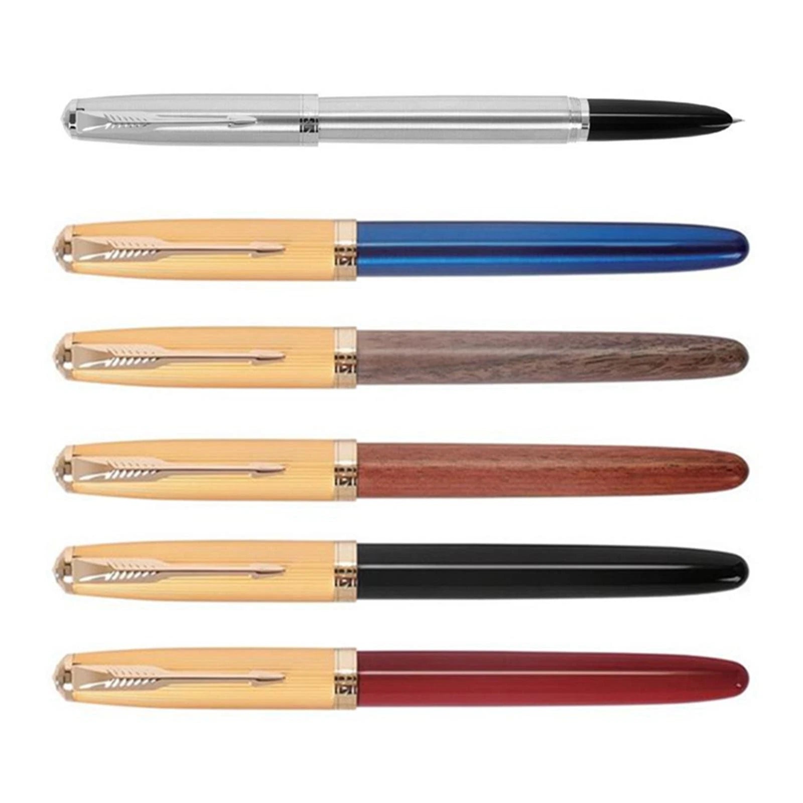 Jinhao 85 Metal/wood Fountain Pen Golden Clip Extra Fine Ef Nib