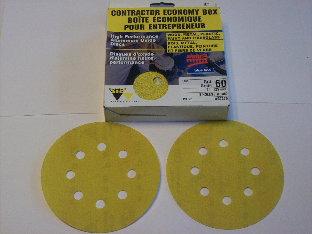 25 SIAFAST 5" HOOK & LOOP SANDING DISCS 8 HOLE 60 GRITOpens in a new window or t
