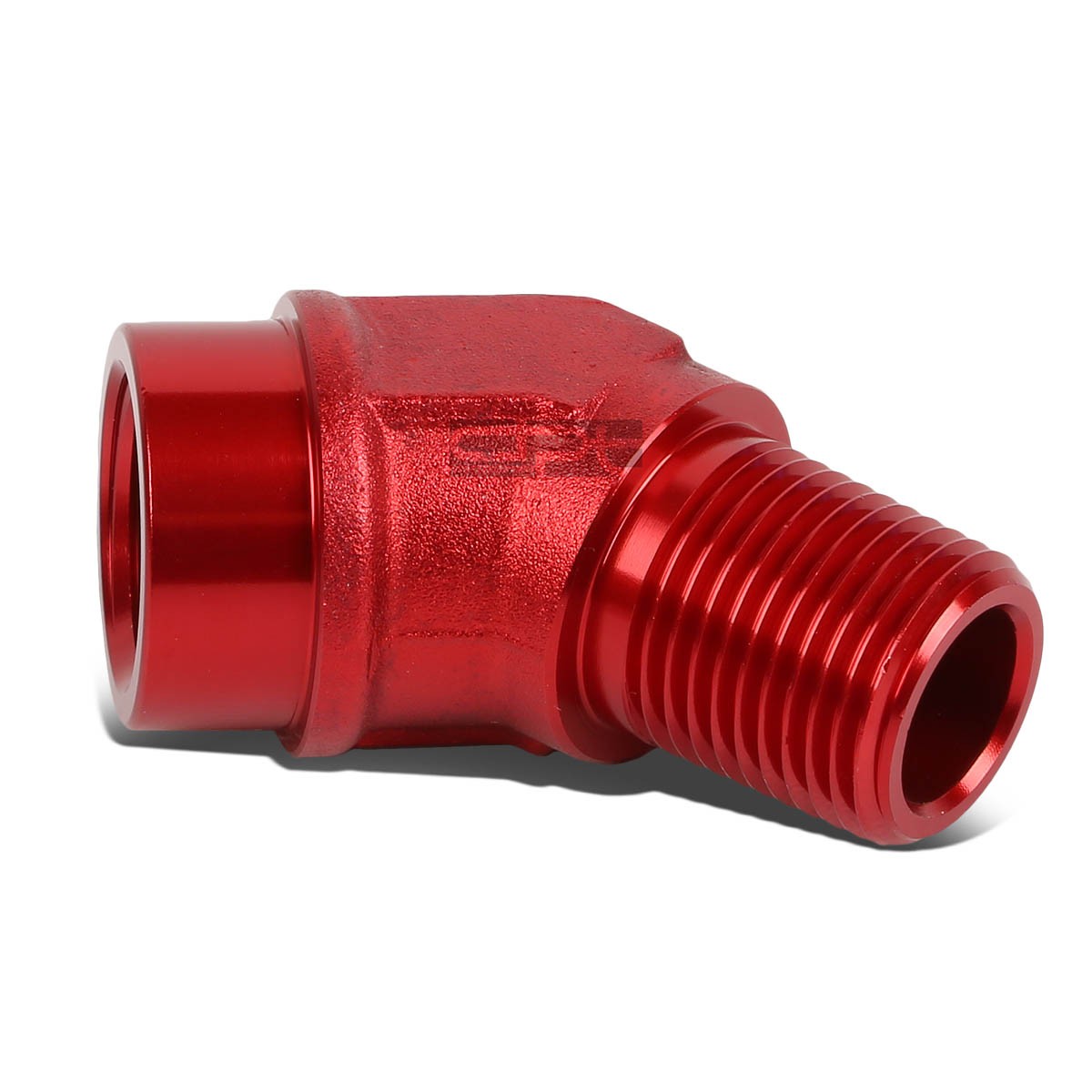 1/2" NPT Male 45 Degree To 1/2" Female Hose Bulk Red Aluminum Finish
