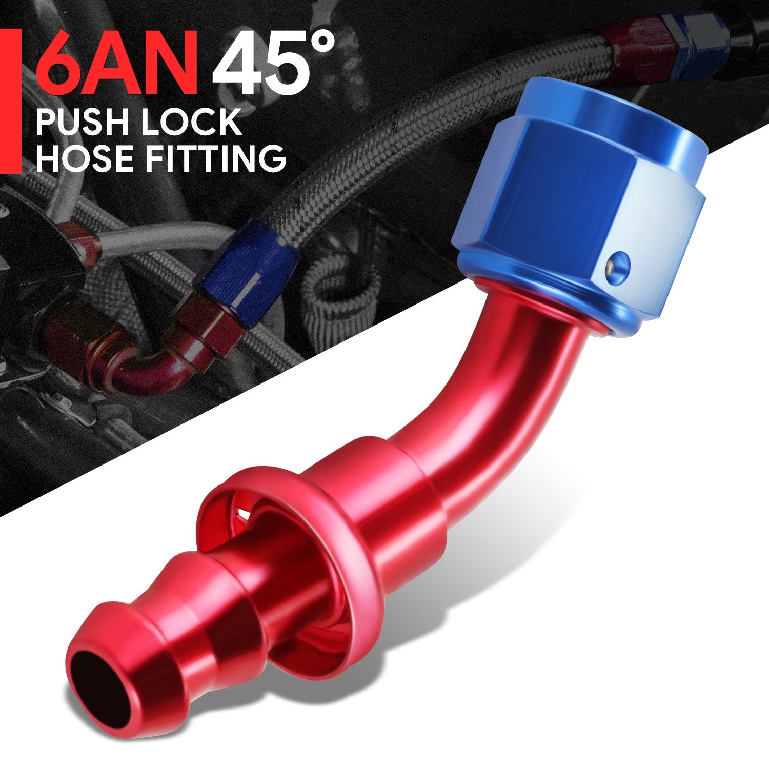 Aluminum An6 6-An 45 Degree Swivel Oil/Fuel Line Hose End Push-On Male