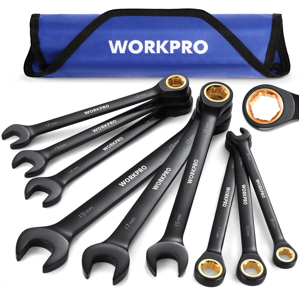 8-19 Mm Anti-slip Ratcheting Combination Wrench Set Metric 72-teeth
