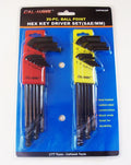 20pc CALHAWK ALLEN BALL POINT END LONG ARM HEX KEY WRENCH DRIVER SET SAE/METRICO